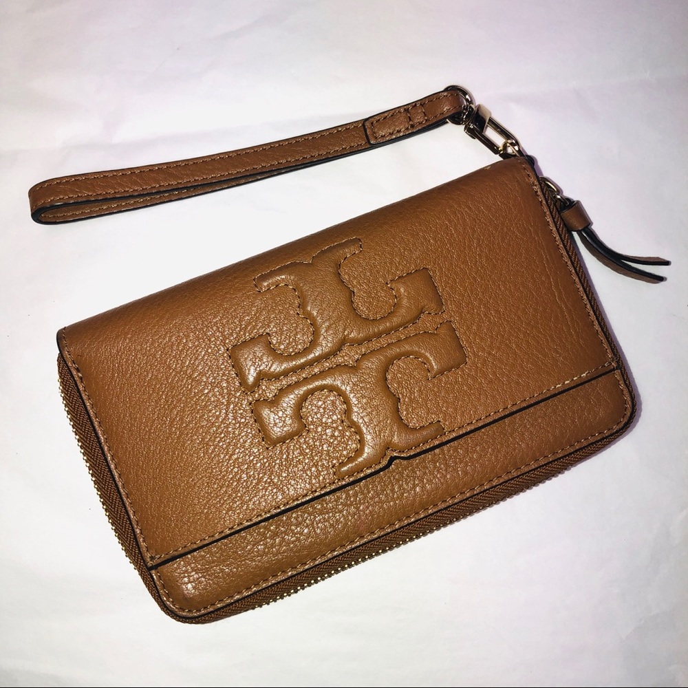 SOLD β€οΈTORY BURCH Dark Tan Leather Zip Wallet - Picture 7 of 8